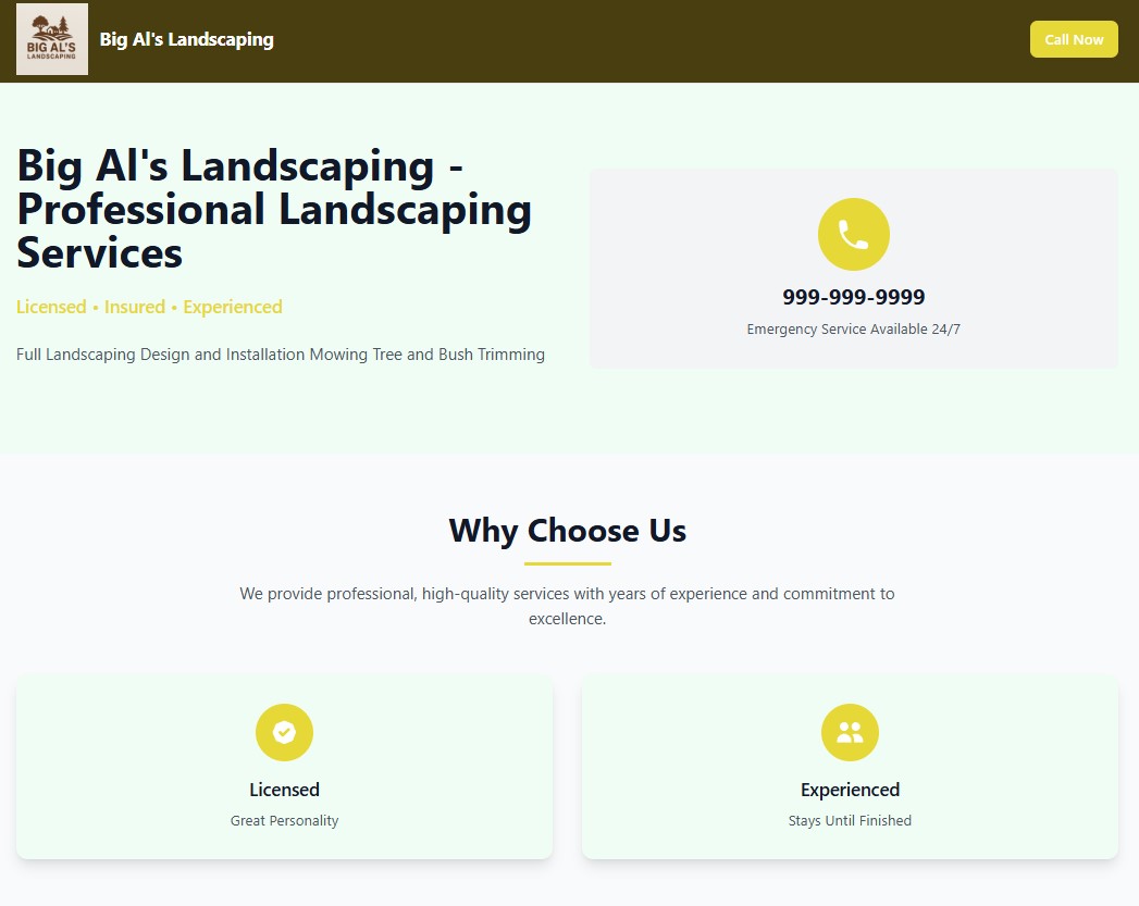 Big Al's Landscaping Website